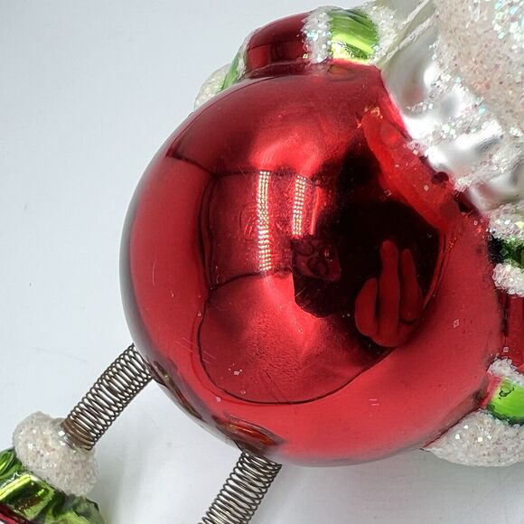 VTG Hand-Blown Glass Santa Ornament Ident Reflector Belly & Jiggly Spring Legs - Picture 9 of 11